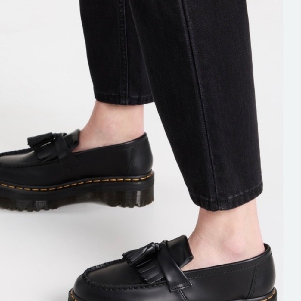 Dr. Martens Black Leather Adrian Tassel Kilter Fringe  Loafers